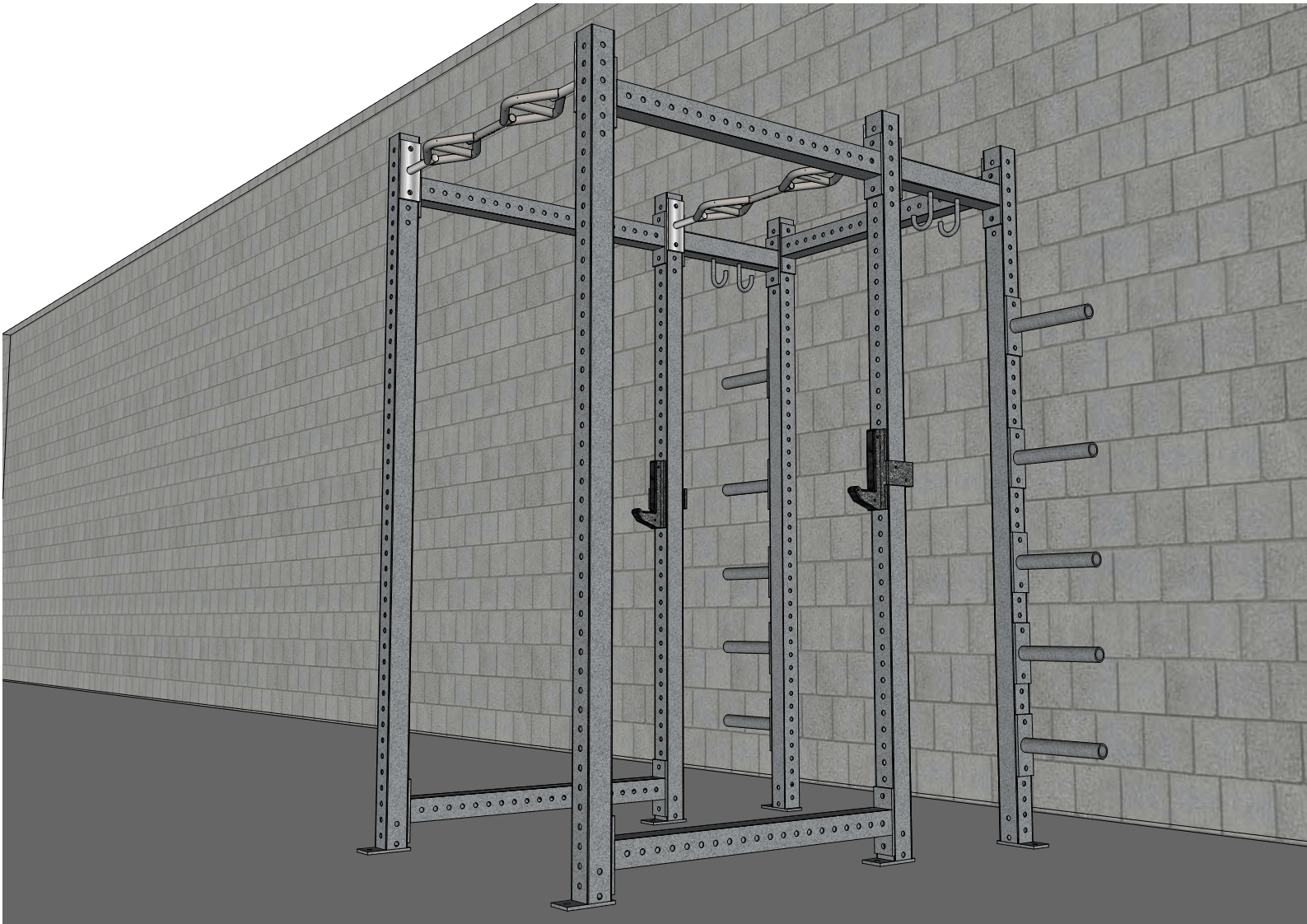 TGrip Commercial Full Power Rack Set - 3x3 Steel - Functional Multi-Grip Pull-Up - Plate Storage - J-Hooks