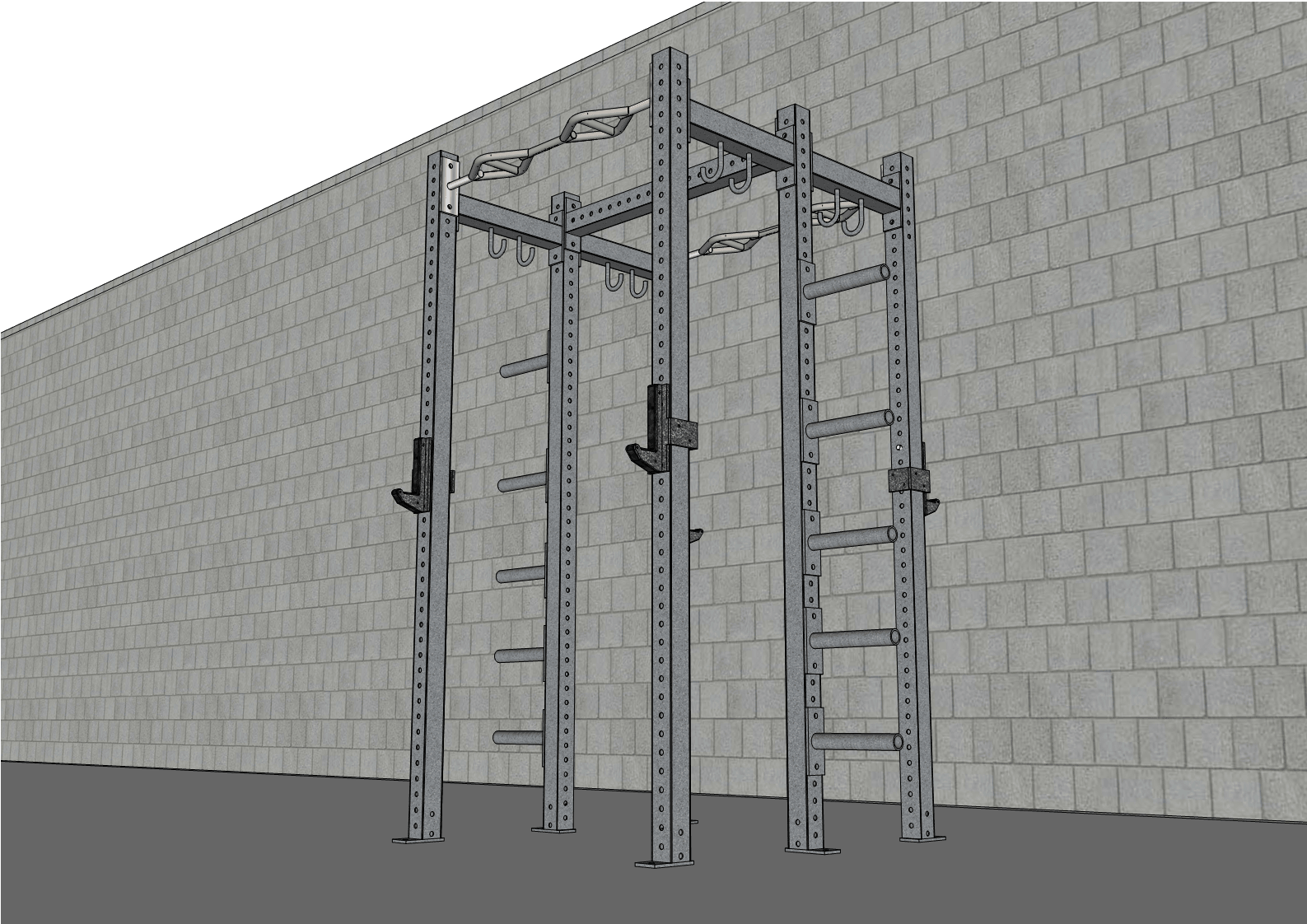 TGrip Commercial Double Half Rack Weight Set - 3x3 Steel - Functional Multi-Grip Pull-Up - Integrated Plate Storage - J-Hooks
